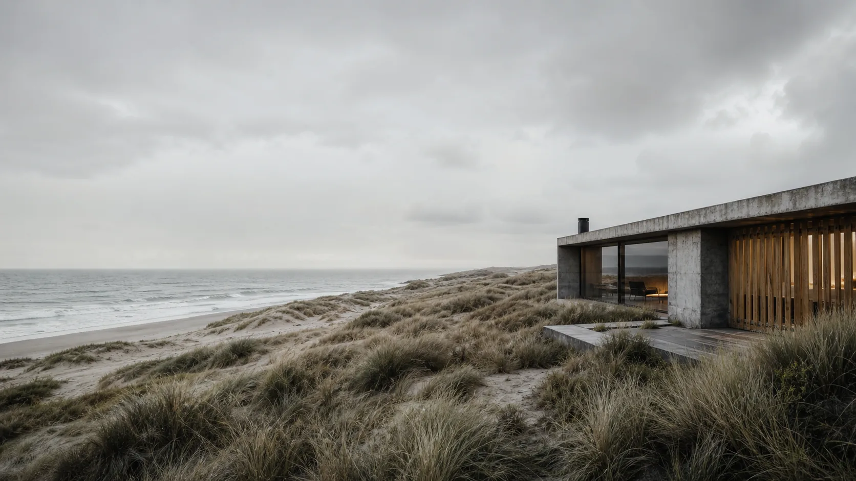 Residencia contemporánea frente a la costa y las dunas